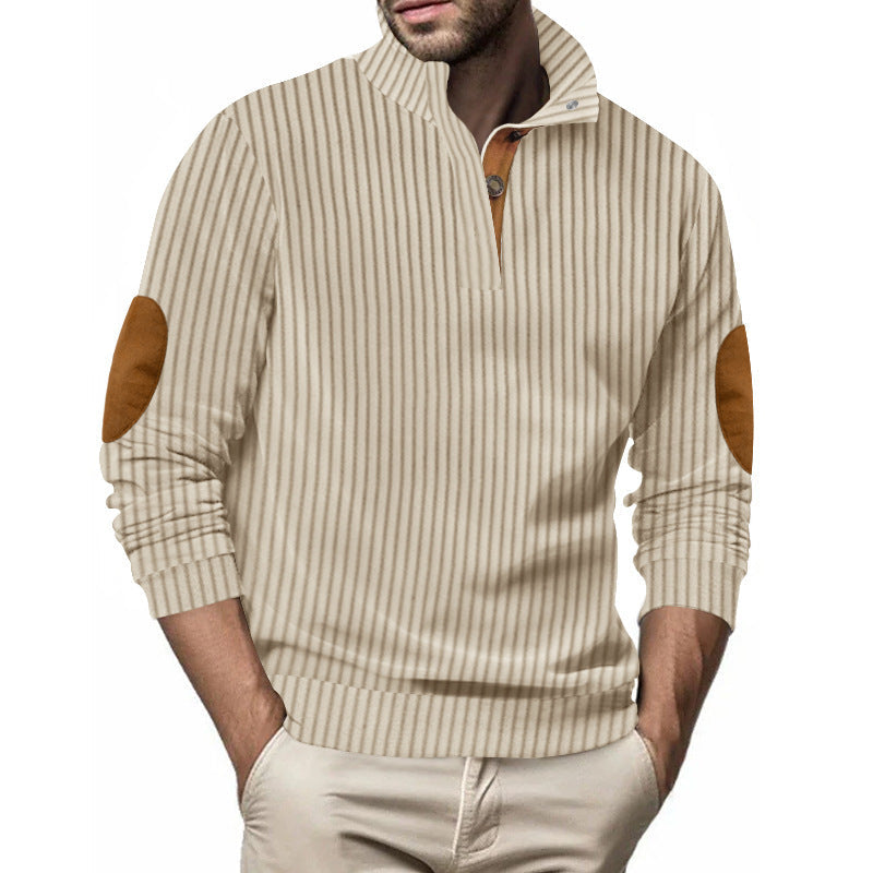 Men's Quilted Pullover By Street-Wave With Structured Design And Contrast Patches For Everyday Casual