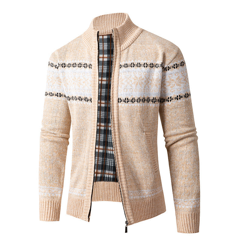 Streetwave Mens Zipper Cardigan With High Collar Knit Sweater For Stylish Warmth And Everyday Wear