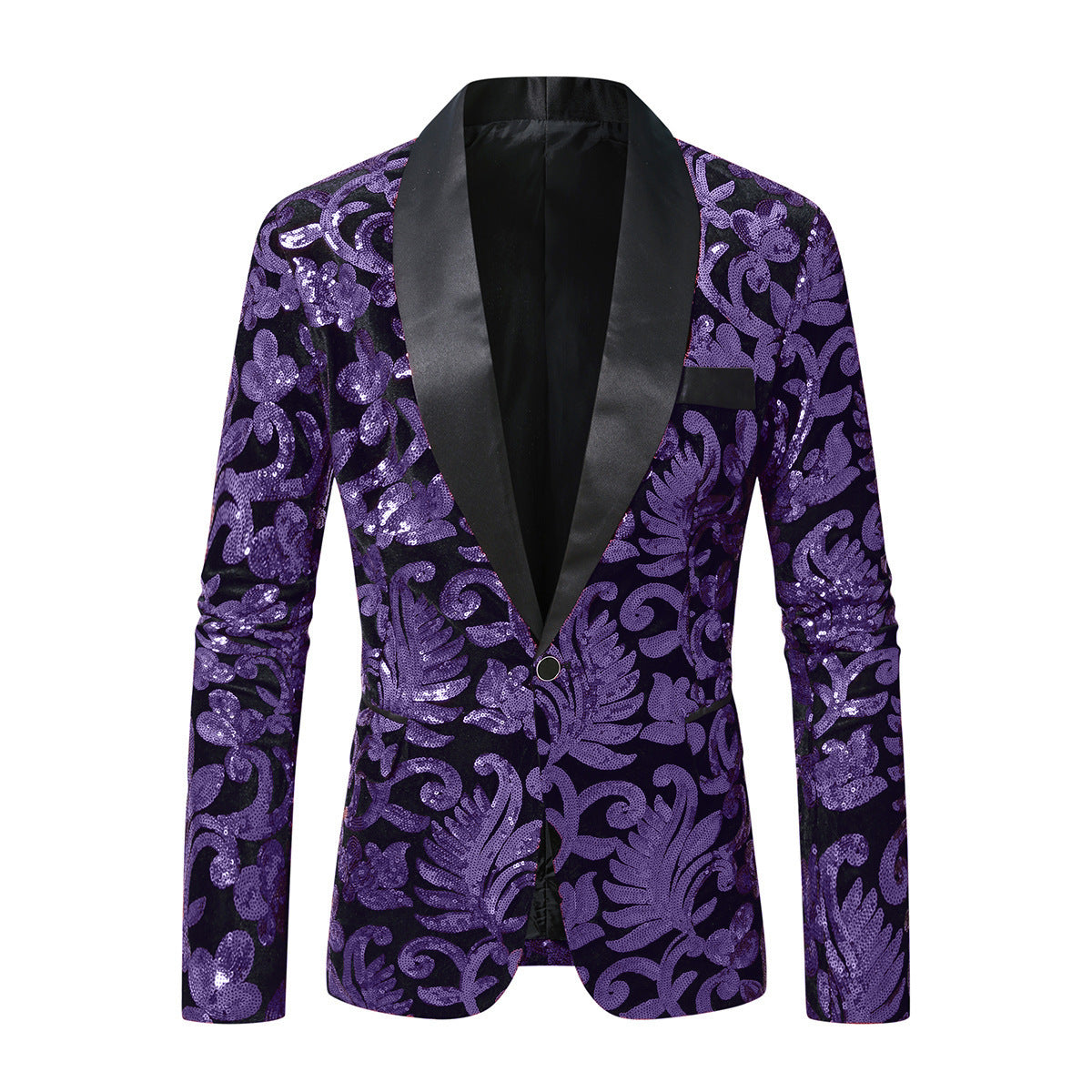 Street Wave Glittering Floral Sequin Blazer For Men Bold Showstopping Party Jacket