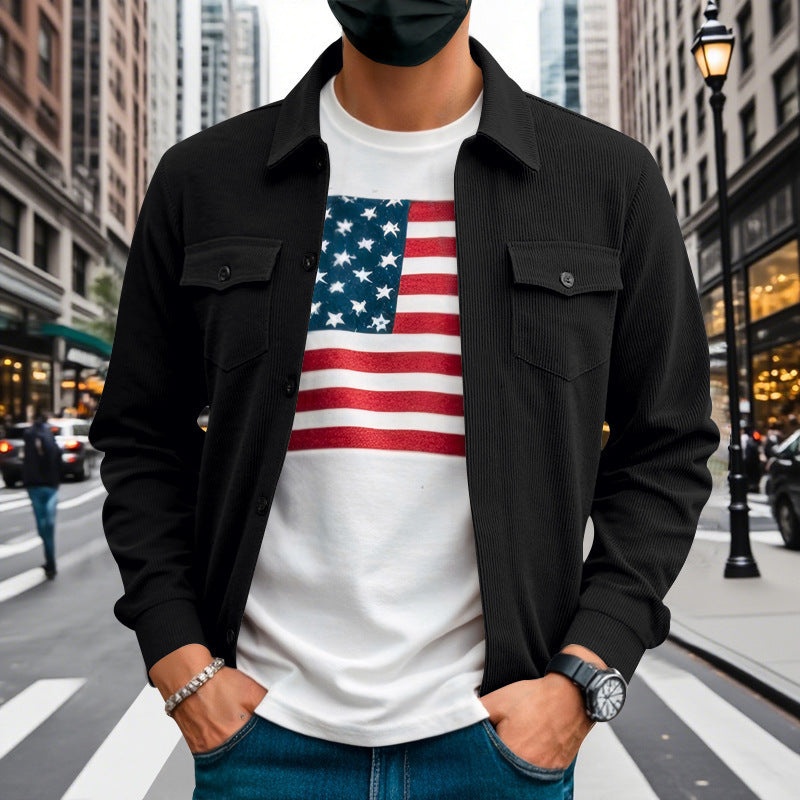 Street-wave Men's Casual Shirt Jacket in Structured Design for Versatile Everyday Style