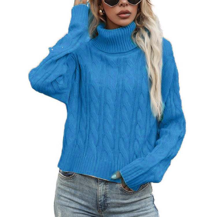 Street Wave Womens Cable Knit Turtleneck Sweater With Relaxed Fit For Women Cozy Warmth