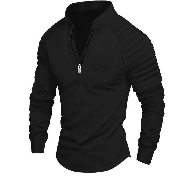 Street-wave Mens Athletic Long Sleeve Shirt With Half Zip For Training And Everyday Wear