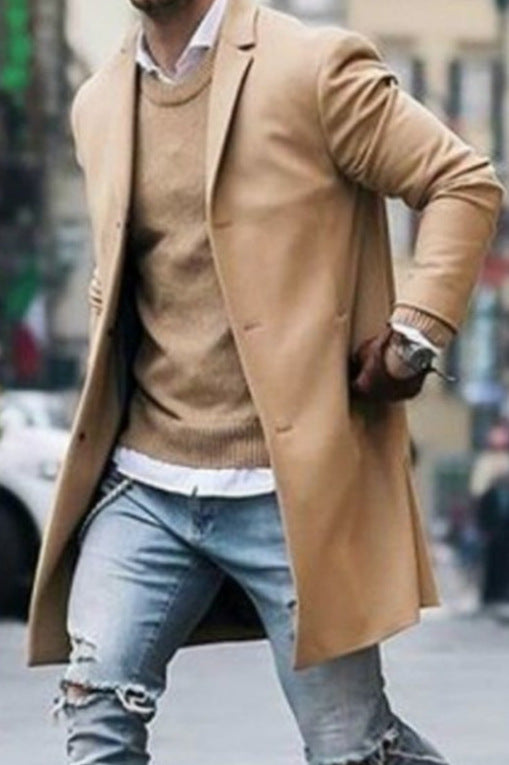 Mens Elegant Coat Street Wave With Premium Details For Men Warm Breathable Fabric