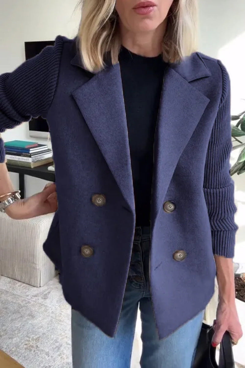 Street-Wave Women Double Breasted Blazer Jacket With Structured Sleeves Chic Officewear