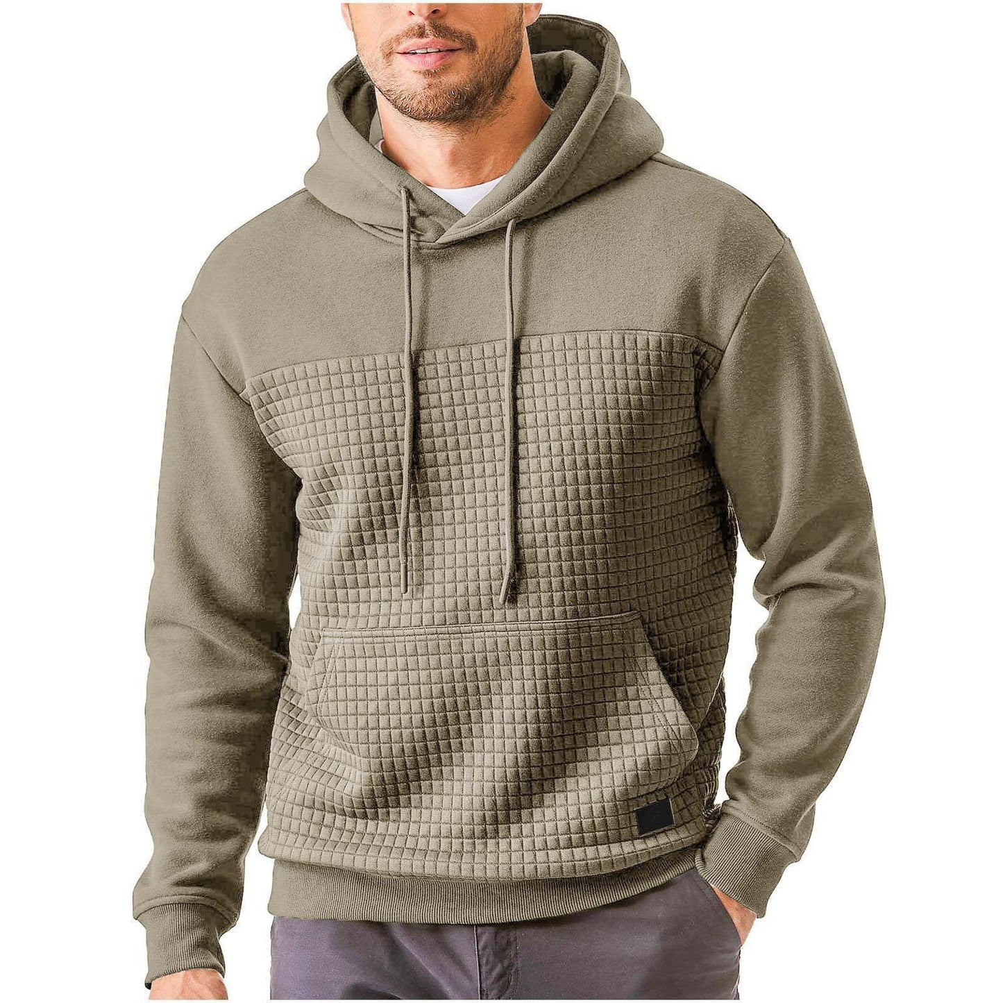 Street-wave Men's Hoodie With Structured Textured Upper Panel For Modern Comfort