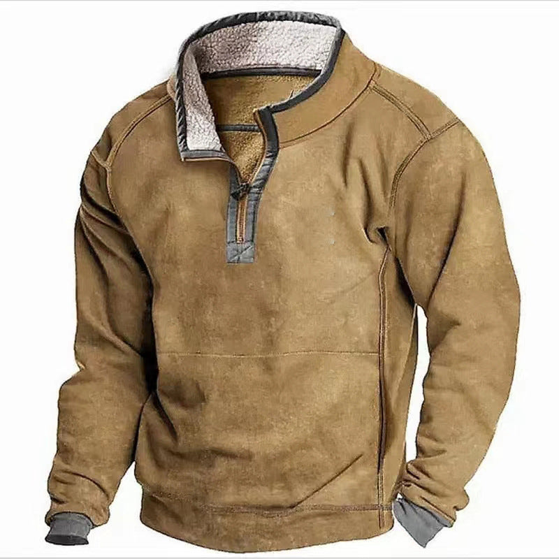 Streetwave Mens Fleece Sweater With High Collar Zip Up For Outdoor Warmth And Comfort