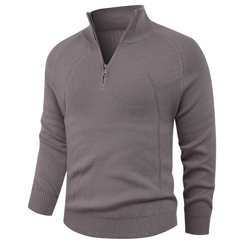 Street-Wave Mens Knit Pullover With Modern Zip And Elegant Textured Structure Everyday Style