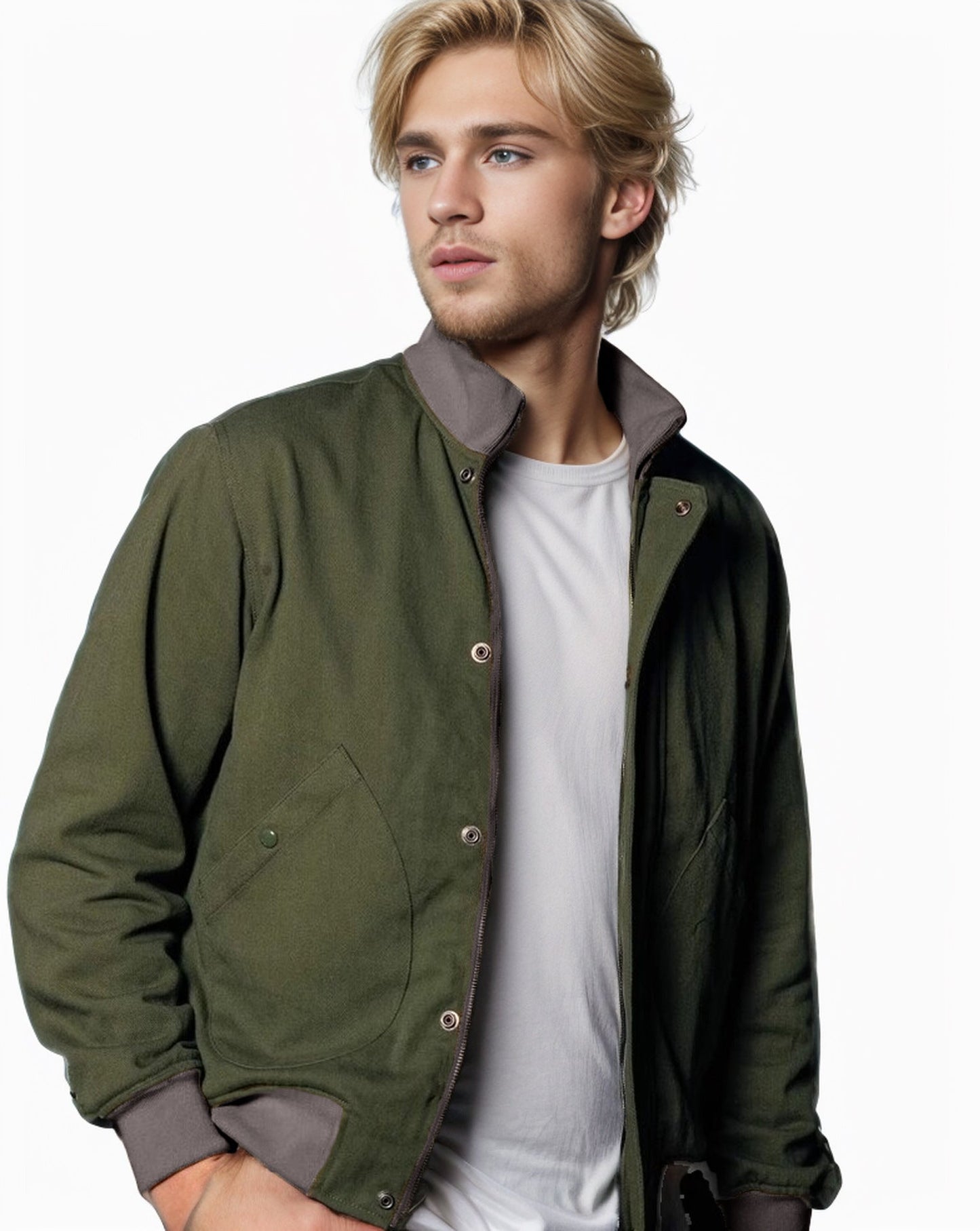 Street-Wave Mens Casual Transitional Jacket With High Collar For Modern Men And Practical Pockets