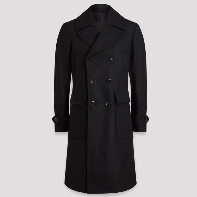 Streetwave Mens Double Breasted Coat With Practical Pockets And Premium Lining For Modern Professionals