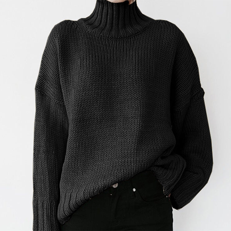 Street-Wave Women Chunky Knit Sweater With High Neck Cozy Soft Feel And Relaxed Versatile Fit For Cold Days