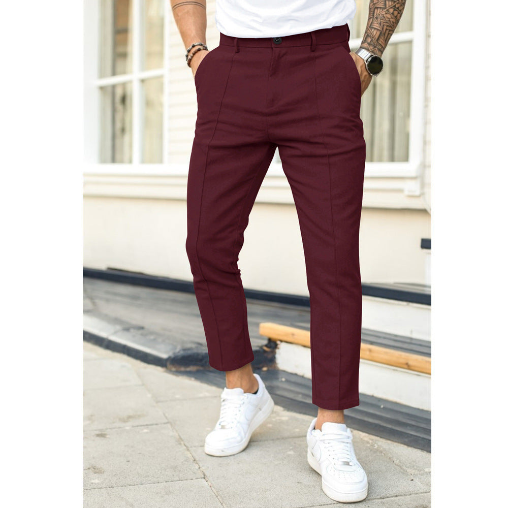 Nordic Flair Men's Slim Fit Ankle Trousers With Double Pleats