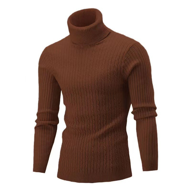 Street-Wave Men's Ribbed Knit Sweater With Premium Warmth And High Collar For Style Conscious Men Everywhere