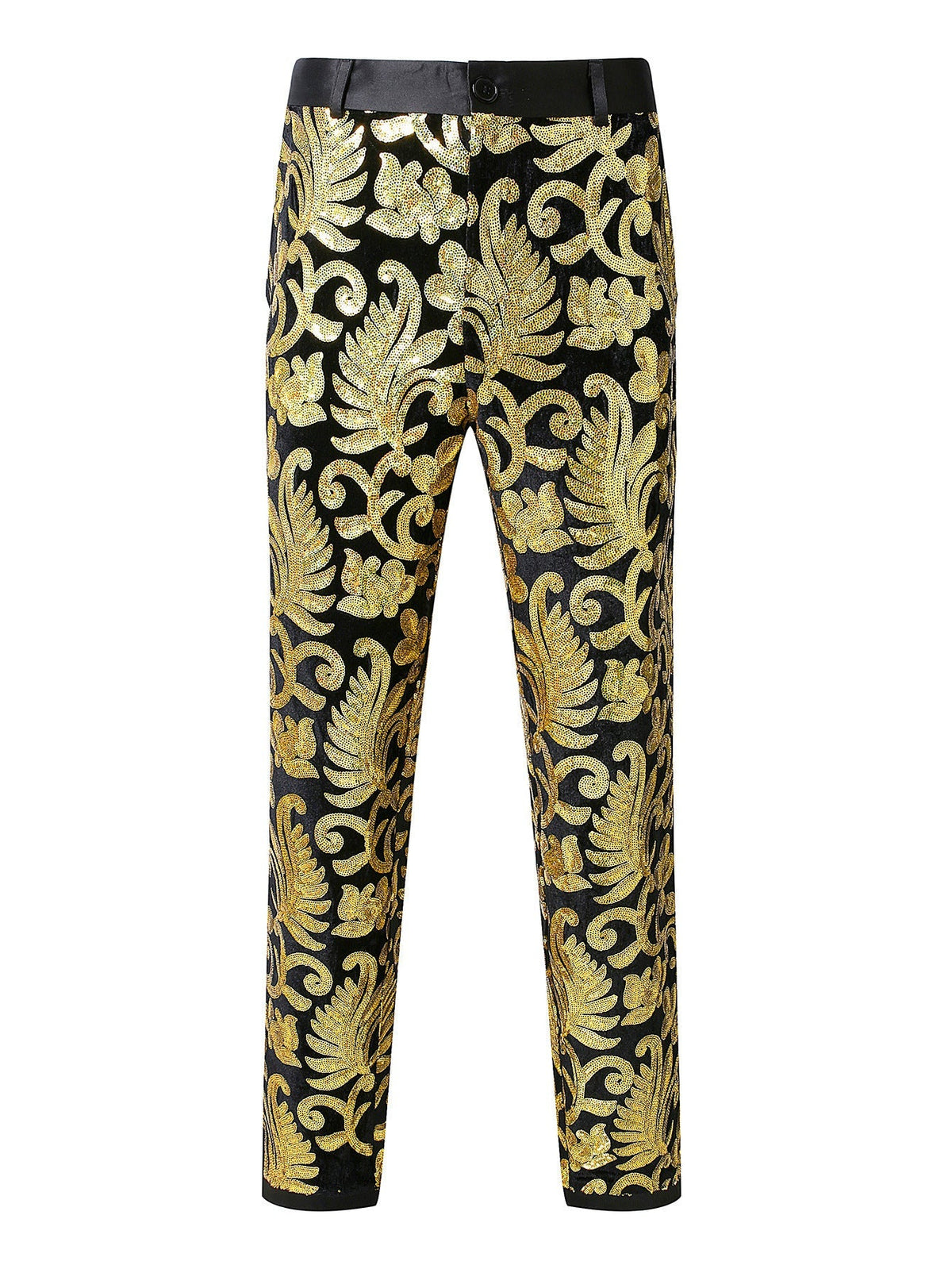 Streetwave Men's Glittery Event Pants With Blue Floral Pattern For Nightlife Partygoers