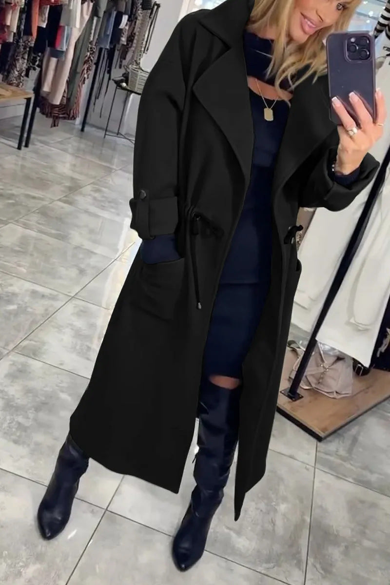 Streetwave Womens Transitional Coat With Waist Tie And Practical Pockets For Chic All Season Wear