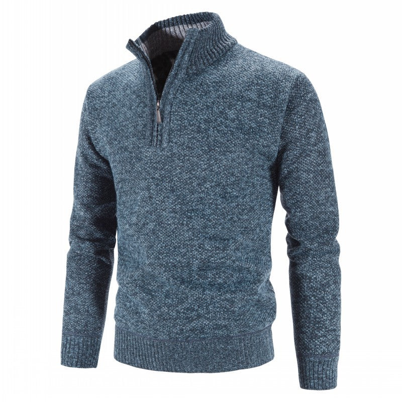 Men's Knit Sweater Half Zip With Textured Design Street Wave Cozy Winter Layer For Men