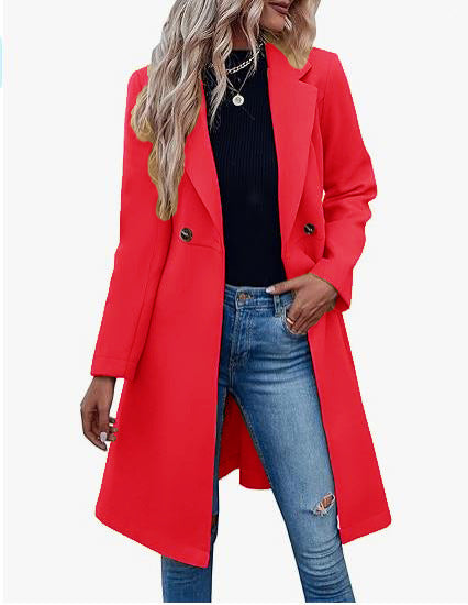Streetwave Womens Elegant Tailored Long Coat Chic Versatile Outerwear For Modern Ladies