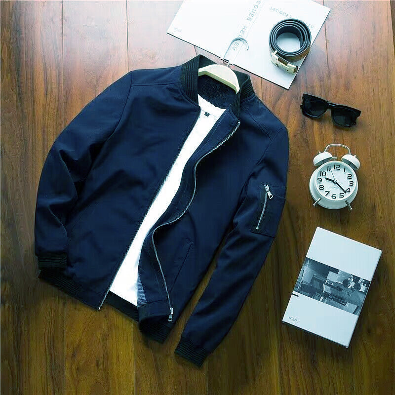 Mens Modern Bomber Jacket With Practical Pockets And Elastic Cuffs Streetwave Everyday Urban Wear
