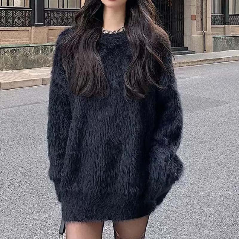 Street Wave Mohair Sweater For Women Luxurious Comfort Fluffy Cozy Knitwear Soft Fluffy Texture