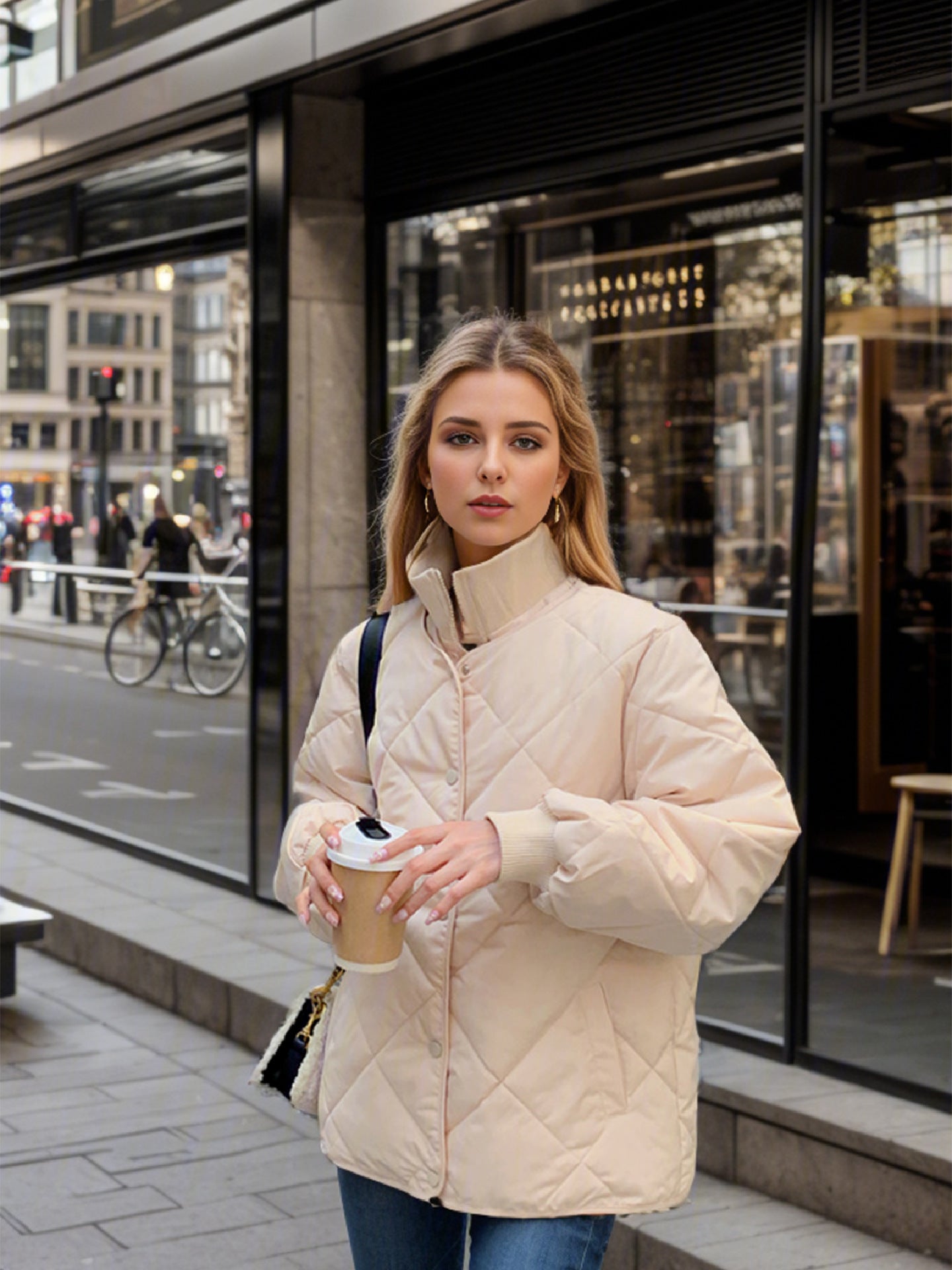 Street Wave Stylish Quilted Transitional Jacket For Women With Elastic Cuffs And Practical Pockets