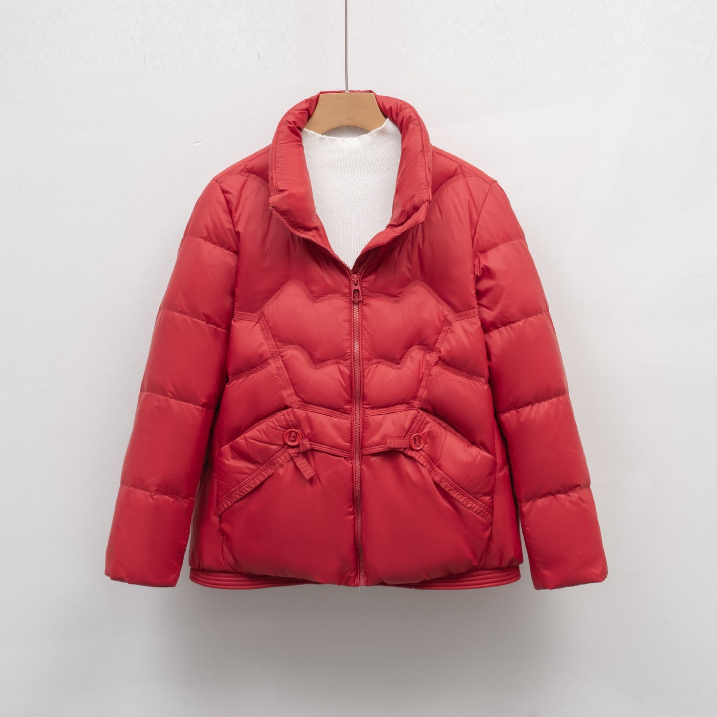 Street Wave Women’s Puffer Jacket With Decorative Button Details And High Collar Weatherproof Warmth