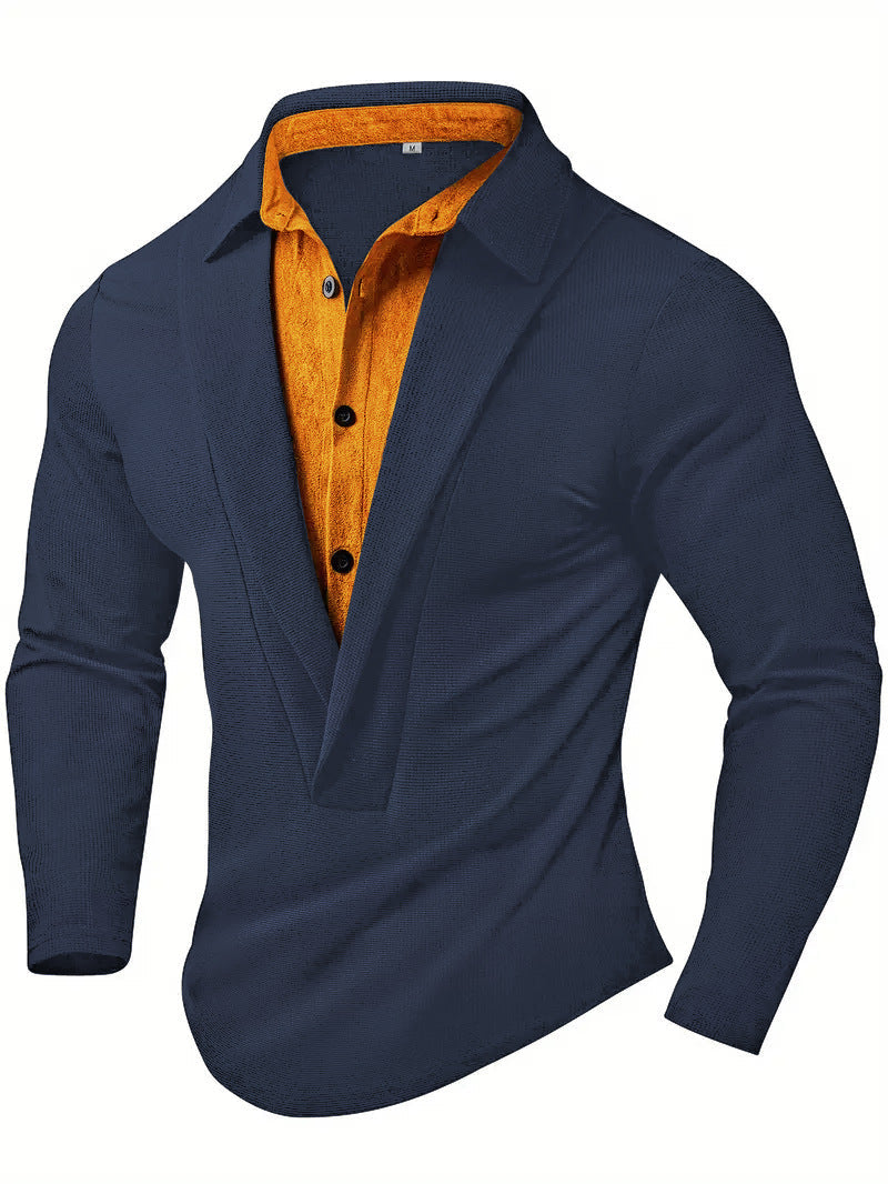 Street-Wave Mens Elegant Long Sleeve Shirt With Modern Collar And Textured Design For Formal Occasions