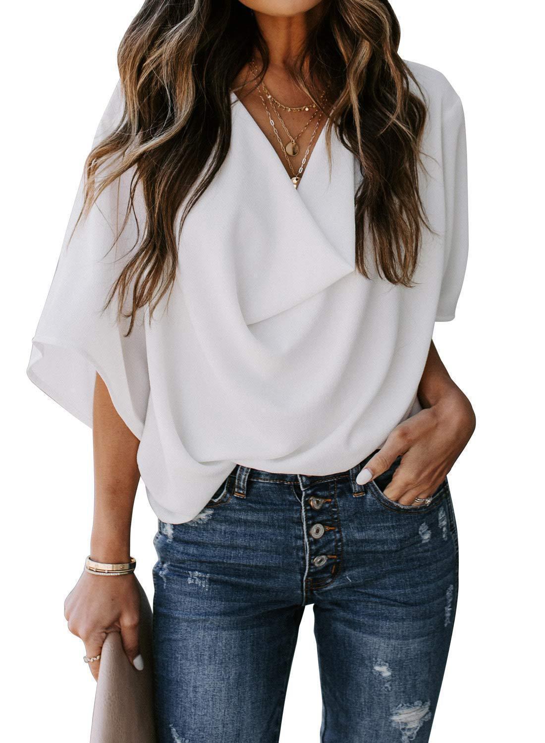 Street-Wave Women's Oversized Draped V-Neck Top for Casual Chic Everyday Wear Modern Wardrobe Essential