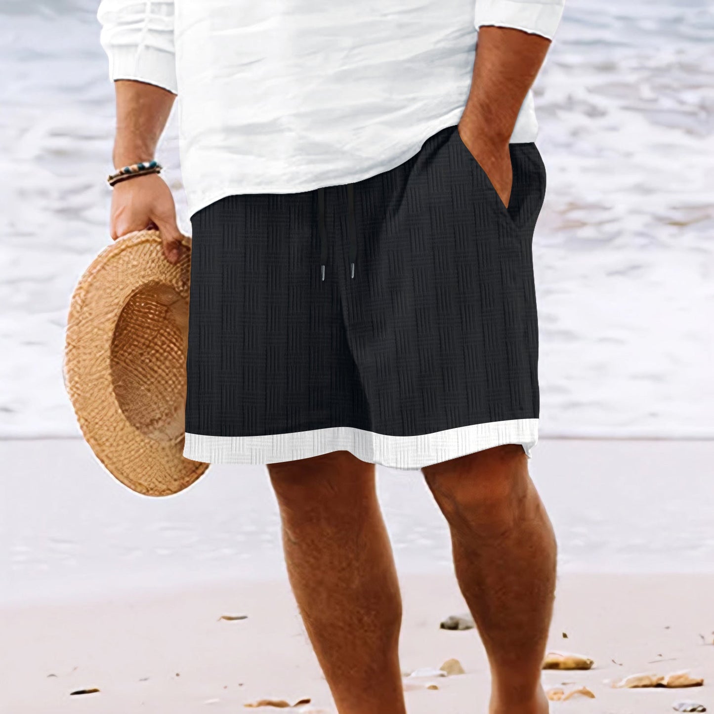 Street-Wave Men's Relaxed Fit Casual Shorts With Elastic Drawstring Waist