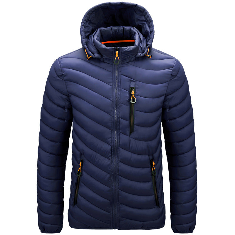 Street-Wave Men's Vegan Leather Puffer Jacket With Hood Eco Quilted Outerwear For Men