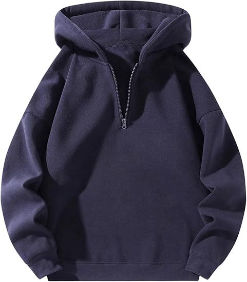 Street-Wave Men's Half Zip Hoodie Breathable Cotton Athletic Comfort For Sport And Everyday