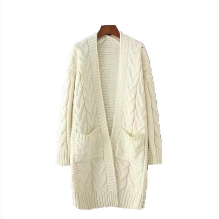 Streetwave Women's Chunky Cable Knit Cardigan With Pockets Cozy Warm Fall Essential