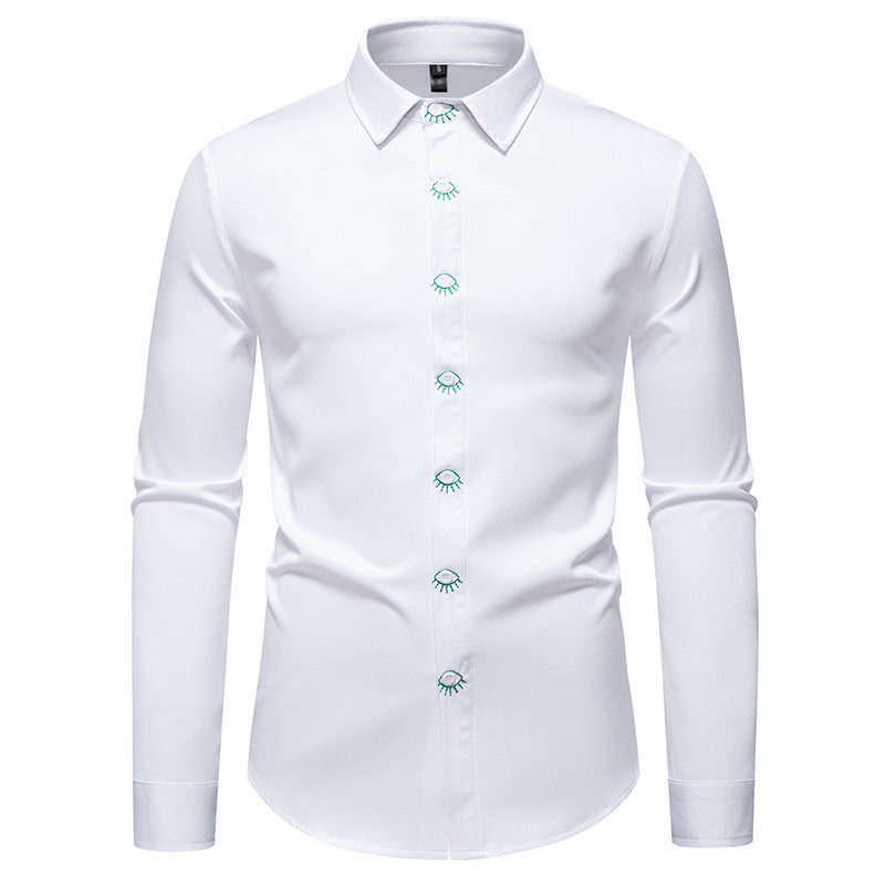Streetwave Men's Elegant Long Sleeve Shirt With Eye Button Details For Modern Fashion Conscious Men
