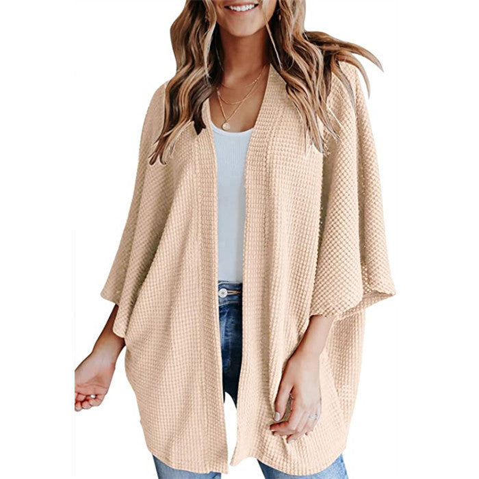 Street-Wave Women's Waffle Knit Cardigan Cozy Versatile Everyday Layer Perfect for Casual Wear