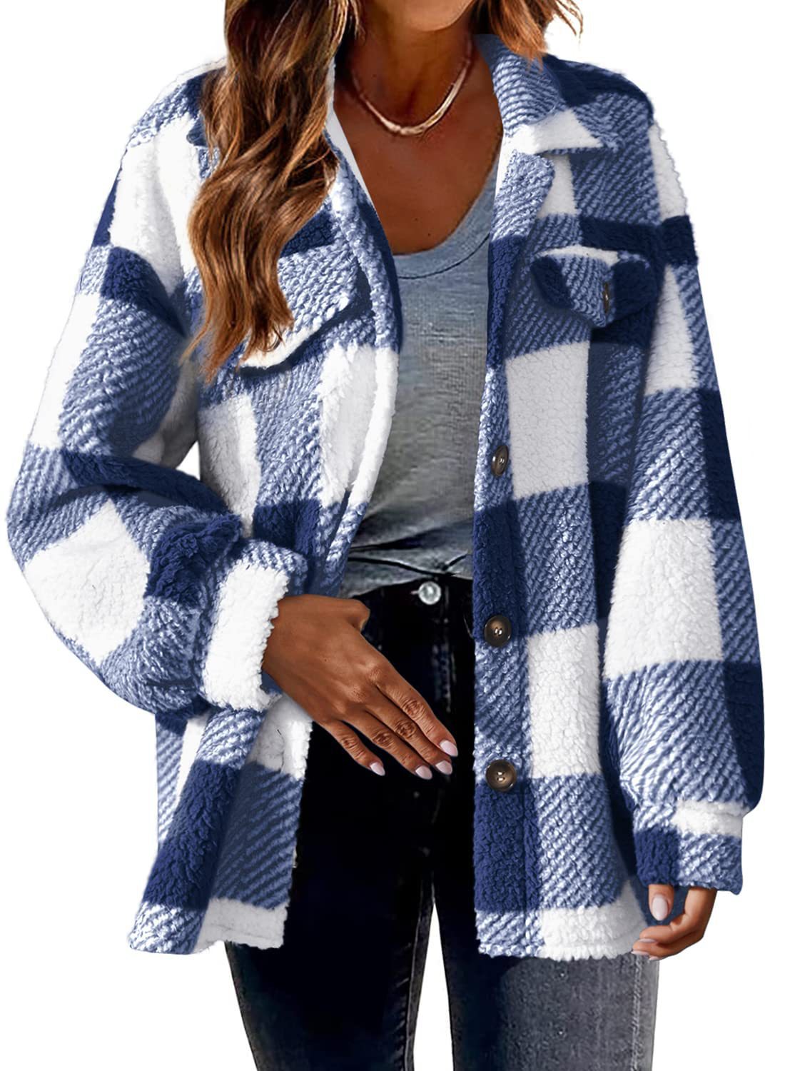 Street-wave Women's Plaid Faux Fur Jacket Cozy Warmth and Effortless Style Casual Everyday Wear