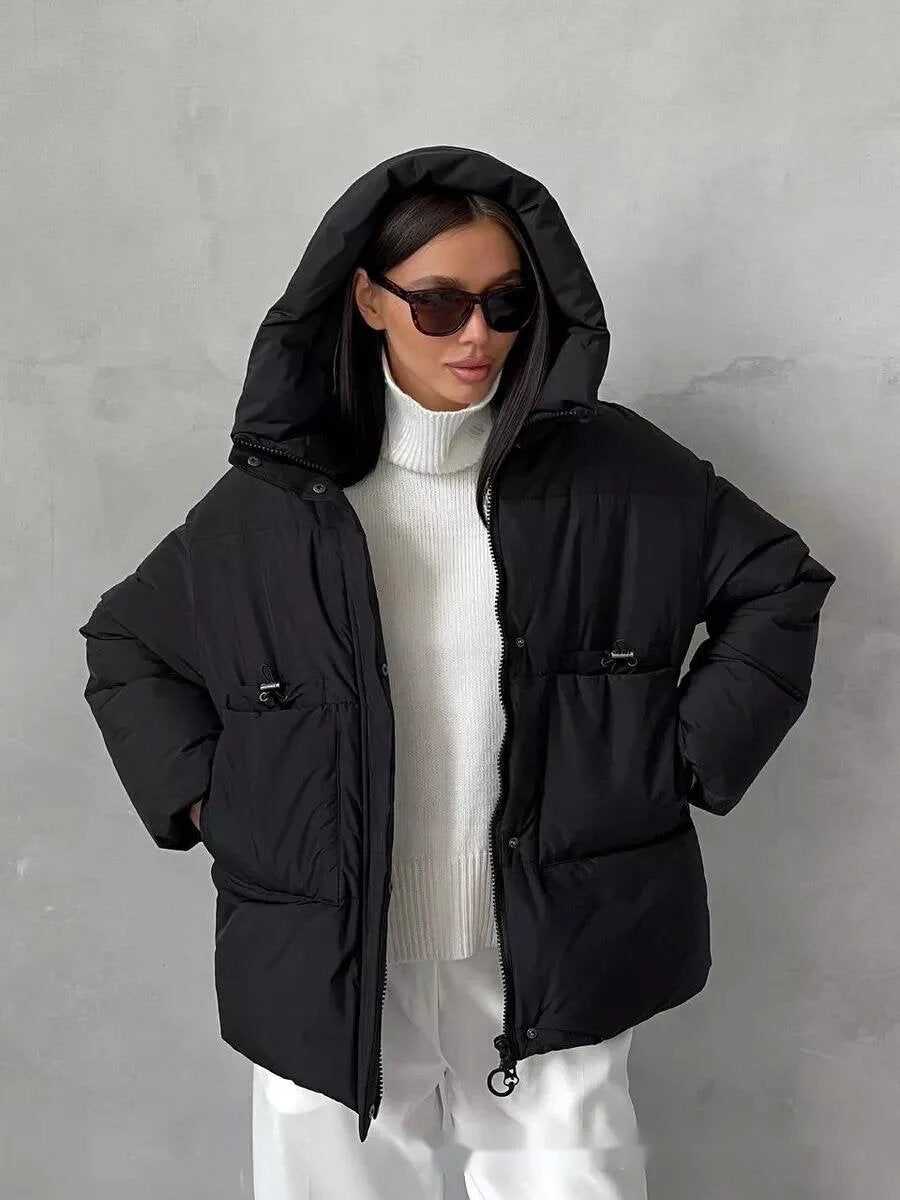 Street Wave Womens Puffer Winter Jacket With High Collar And Practical Pockets For Women Cozy Warmth