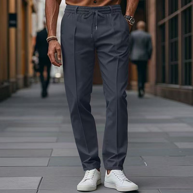 Street-Wave Men's Elegant Casual Trousers With Elastic Waistband And Side Pockets