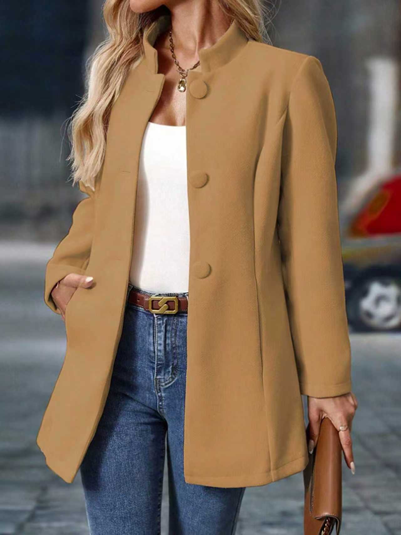 Street-Wave Women Classic Elegant Coat Breathable Warm Wool Blend Timeless Style For Everyday