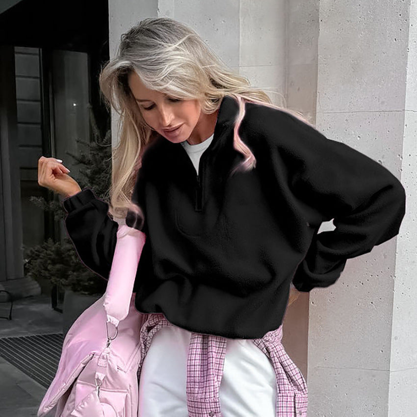Street-wave Women's Fleece Pullover Cozy Warmth Premium Soft Hundred Percent Fleece Half Zip Modern Casual