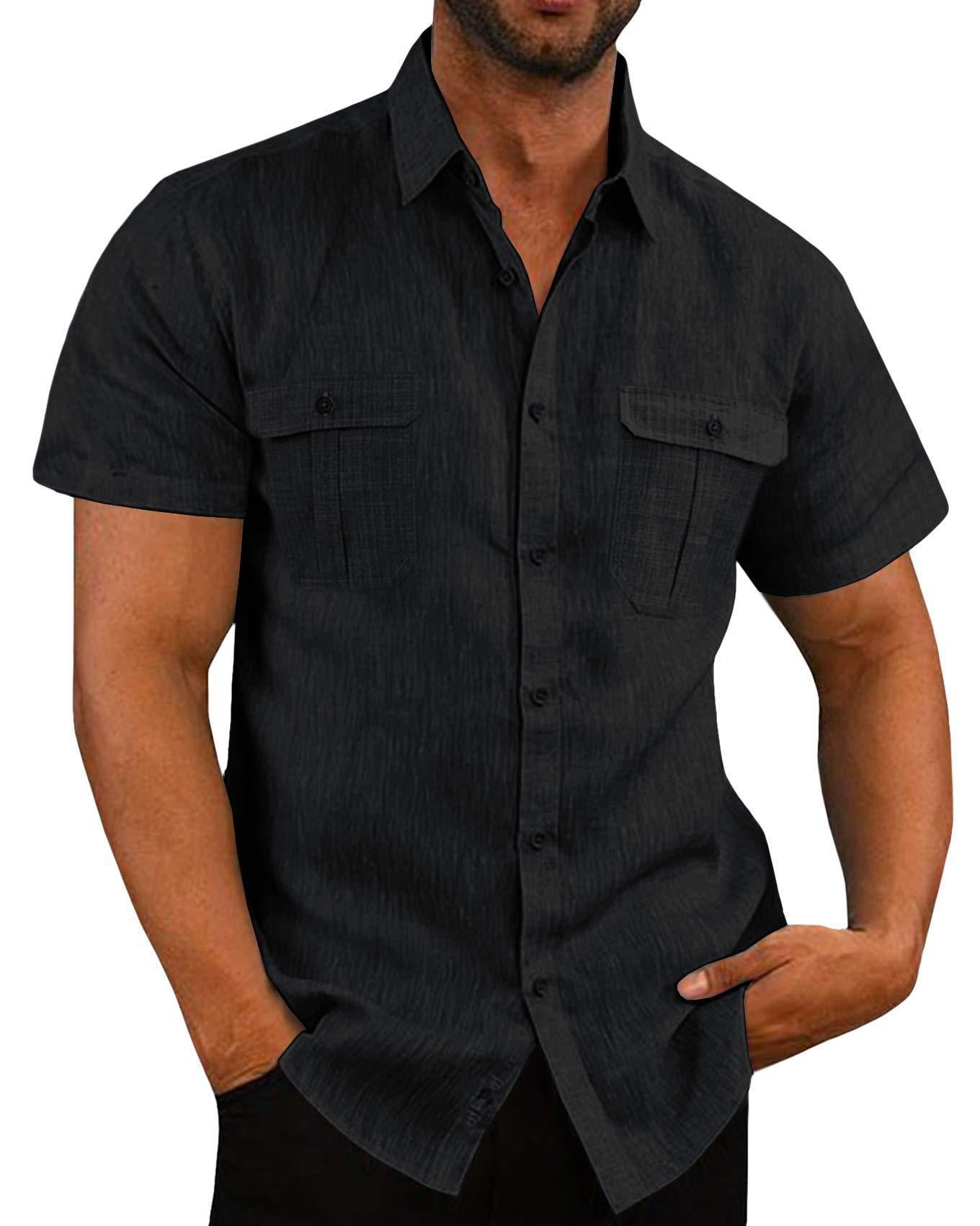 Street Wave Men's Short Sleeve Shirt With Practical Chest Pockets For Stylish Casual Everyday Wear