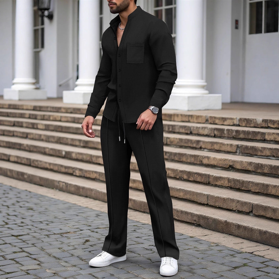 Street-wave Mens Elegant Plaid Suit With Matching Shirt Versatile Office And Evening Wear
