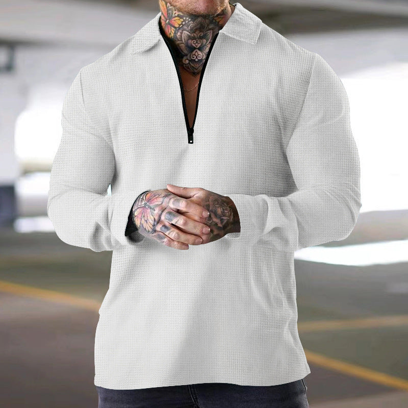 Street Wave Mens Long Sleeve Zip Shirt Breathable Comfort For Urban Streetwear Fans