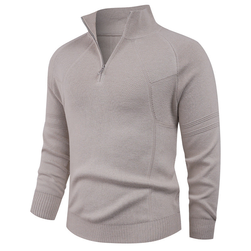 Street-Wave Mens Knit Pullover With Modern Zip And Elegant Textured Structure Everyday Style