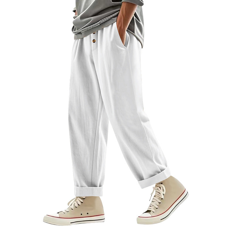 Men's Casual Pants Deep Pockets Elastic Waist Street Wave