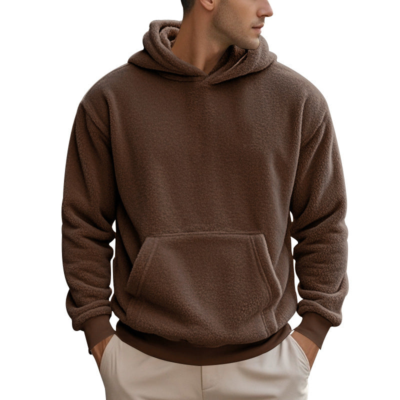 Street Wave Men's Fleece Hoodie With Kangaroo Pocket Modern Cut For Cold Weather Comfort