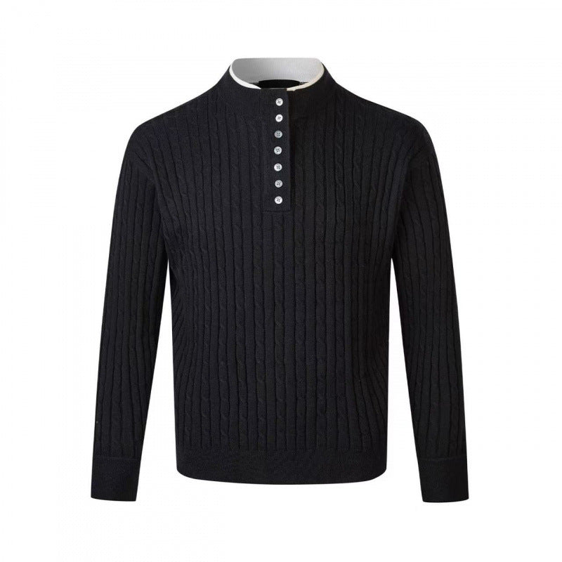 Street-Wave Men's Fine Knit Sweater With Decorative Button Details Breathable Cotton Blend Everyday Comfort And Style