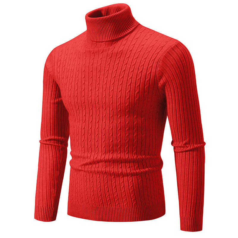 Streetwave Men's High Collar Cable Knit Sweater With Textured Pattern For Premium Winter Warmth