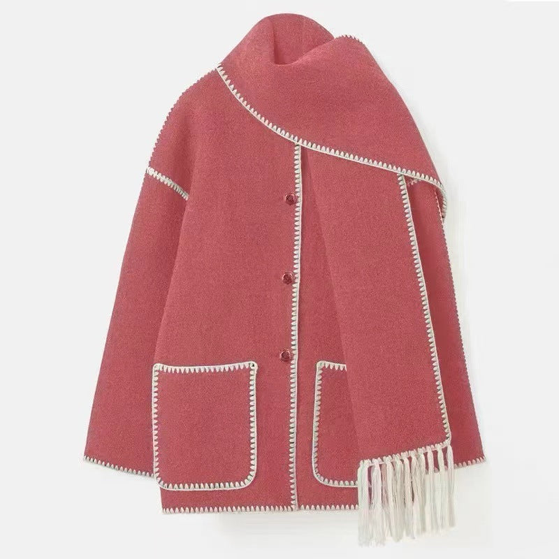 Street-Wave Womens Oversized Cardigan Fringes Pockets Cozy