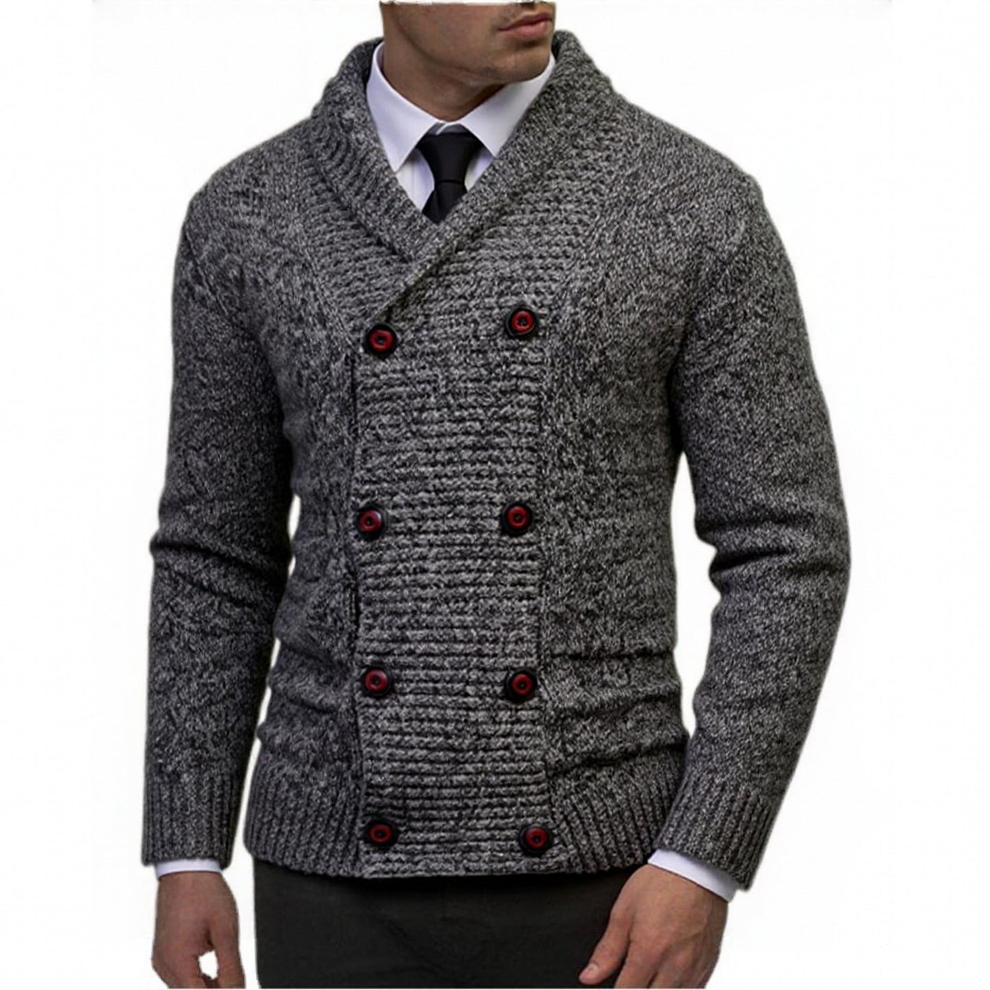 Street-Wave Men's Premium Double-Button Knit Sweater With Textured Design For Modern Stylish Professionals