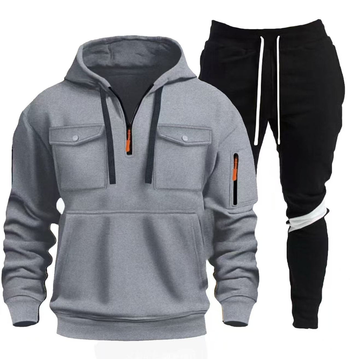 Street-wave Mens Hooded Jacket and Joggers Set Versatile Athleisure for Active Days