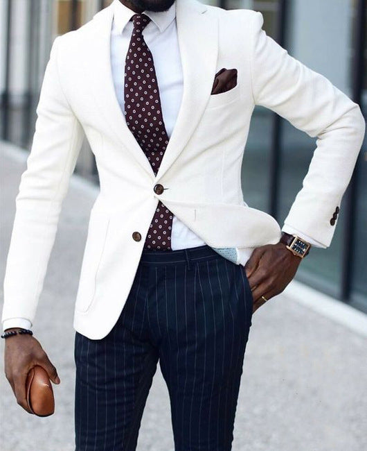 Street Wave Linen Blazer For Men Slim Fit Elegant White Jacket For Formal And Casual