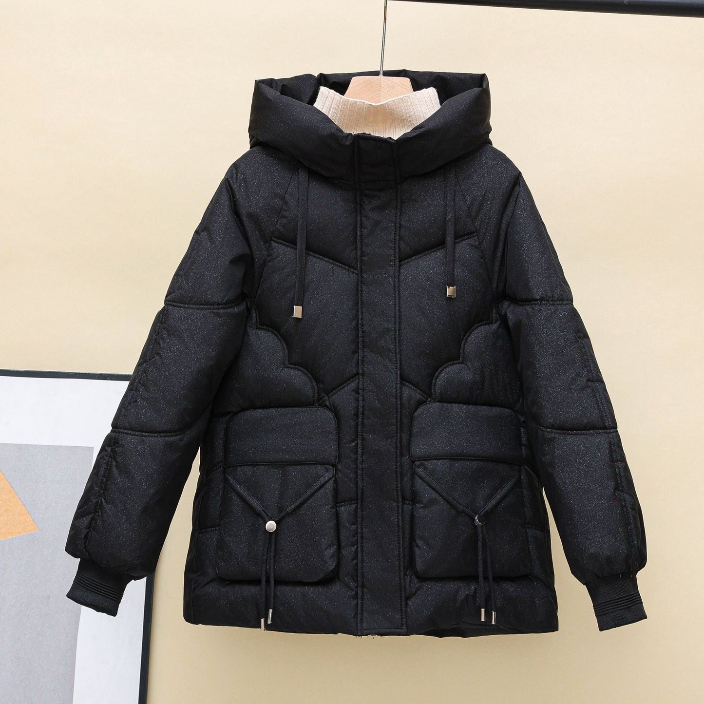 Streetwave Womens Puffer Coat With Hood And Heart Details For Cozy Winter Style Everyday